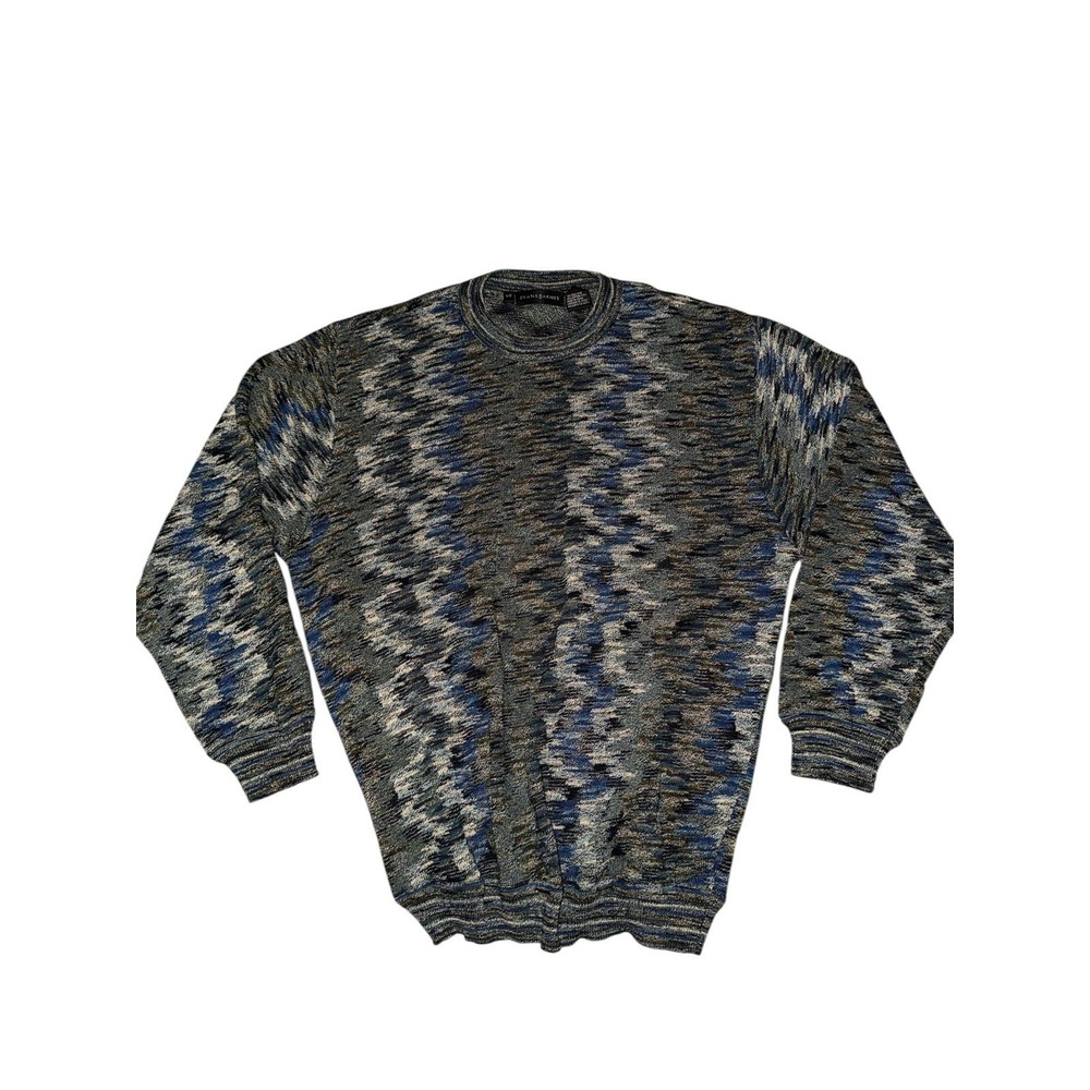 JHANE BARNES Sweater Mens L Abstract Geometric Crewneck Silk‎ Blend Winter